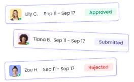 Manager approving or rejecting employee timesheets for payroll processing or resubmission