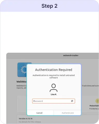 Introduce tu contraseña de sudo para instalar el rastreador de tiempo en Linux
