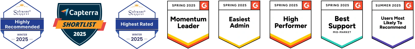 Trusted by users worldwide with top awards on G2, Capterra, GetApp, SoftwareSuggest and Software Advice