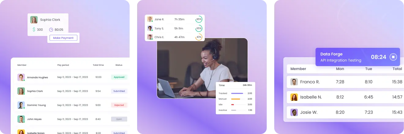 Rastrea horas de agentes de call center en tiempo real con software de seguimiento de tiempo
