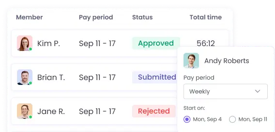 Software de hojas de tiempo automáticas con integración de nómina