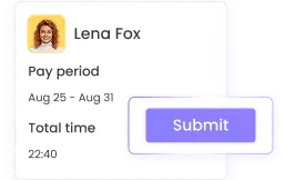 Employees submit timesheets with logged work hours for approval at the end of each pay period