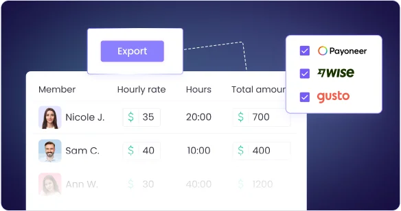 Export payroll data from payroll tracking software for payment gateways