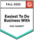 G2 Easiest To Do Business With Fall 2025 badge awarded to WebWork Time Tracker