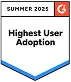 G2 Highest User Adoption Summer 2025 badge awarded to WebWork Time Tracker