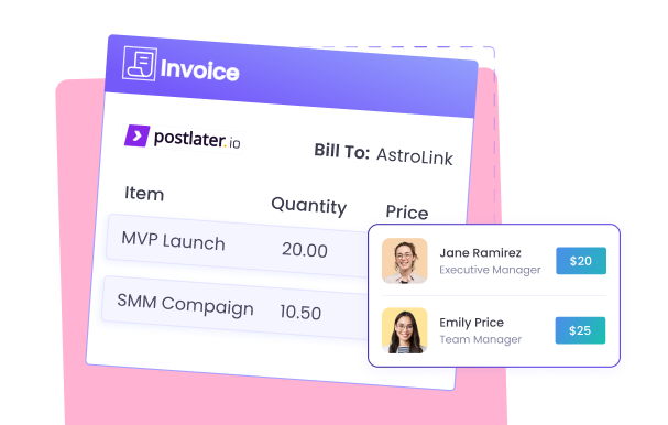 Creación de facturas basadas en horas registradas con formato profesional y pagos fáciles