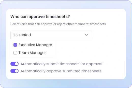 Manager assigning timesheet approval permissions to specific member roles